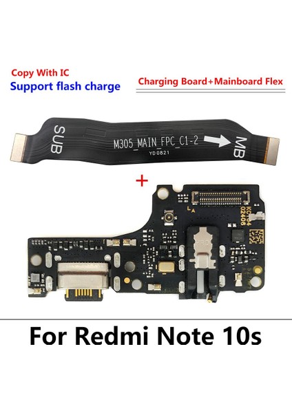 USB Şarj Portu Flex Redmi Not 10 Için Ana Kart Anakart Konnektörü ile Şarj Kartı Flex Kablolar Redmi Not 10S Için (Yurt Dışından)