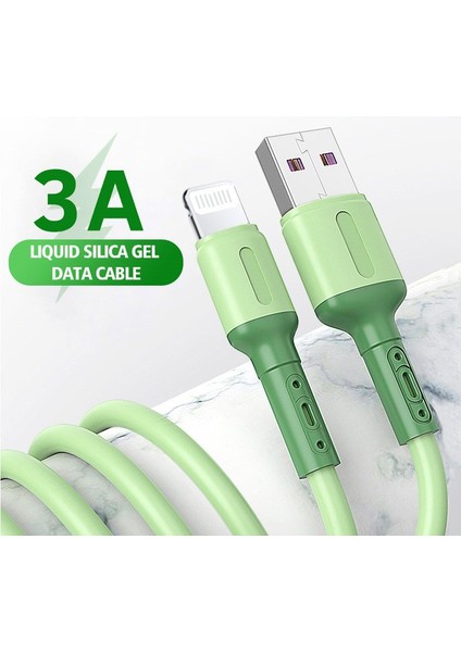 1/1.5/2m USB 8 Pin Kablo 3A Hızlı Şarj Veri Kablosu USB Tel Sıvı Silikon Kablo iPhone 14 13 12 11 Pro Max x Xr Xs 8 7 (Yurt Dışından)