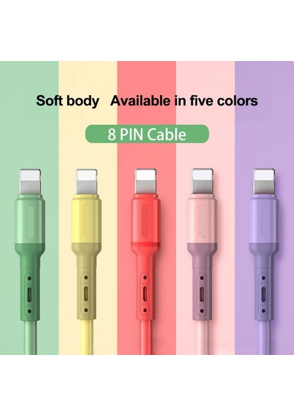 1/1.5/2m USB 8 Pin Kablo 3A Hızlı Şarj Veri Kablosu USB Tel Sıvı Silikon Kablo iPhone 14 13 12 11 Pro Max x Xr Xs 8 7 (Yurt Dışından)