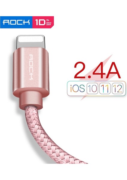 Rock USB Kablosu iPhone 11 Pro Max Xs x 8 Artı Kablo 2.4A Hızlı Şarj Kablosu iPhone 7 Se Şarj Aleti Kablosu USB Veri Hattı (Yurt Dışından)