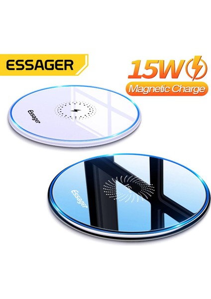 Essager 15W Qi Kablosuz Şarj Cihazı iPhone 11 Pro Xs Max Indüksiyon Hızlı Kablosuz Şarj Pedi Samsung S20 Xia (Yurt Dışından)