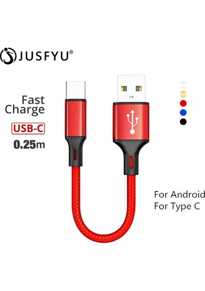 25 cm Kısa Naylon Tip C Şarj Veri Kablosu Samsung A5 S8 S9 Artı Huawei P20 P30 Xiaomi Hızlı Şarj Güç Bankası Telefon Kabloları (Yurt Dışından)