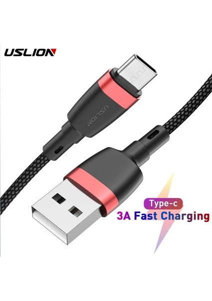 Uslıon 3A USB C Tipi Kablo Samsung S10 S9 Hızlı Şarj Cihazı C Tipi Telefon Şarj Kablosu Xiaomi Mi9 Redmi Not 7 Huawei P30 Kablo (Yurt Dışından)