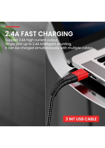 Çift Renkli 3 In 1 USB Kablosu iPhone 14 13 12 11 Pro Mikro USB Tip C 2.4A Tel Xiaomi Samsung S9 Hızlı Şarj Kablosu (Yurt Dışından)