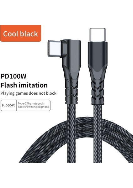 100 W Dirsek Tip C USB C Kablosu Usb-C Pd Hızlı Şarj Şarj Cihazı Tel Kablosu IPHONE Macbook Samsung Xiaomi Tip-C Usbc Kablosu (Yurt Dışından)
