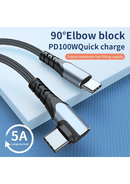100 W Dirsek Tip C USB C Kablosu Usb-C Pd Hızlı Şarj Şarj Cihazı Tel Kablosu IPHONE Macbook Samsung Xiaomi Tip-C Usbc Kablosu (Yurt Dışından)