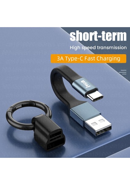 Ultra Kısa Anahtarlık 3A USB C Kablosu iPhone 14 13 12 Pro Max 8-Pin Mikro USB C Şarj Veri Kablosu Xiaomi Samsung Huawei Için (Yurt Dışından)