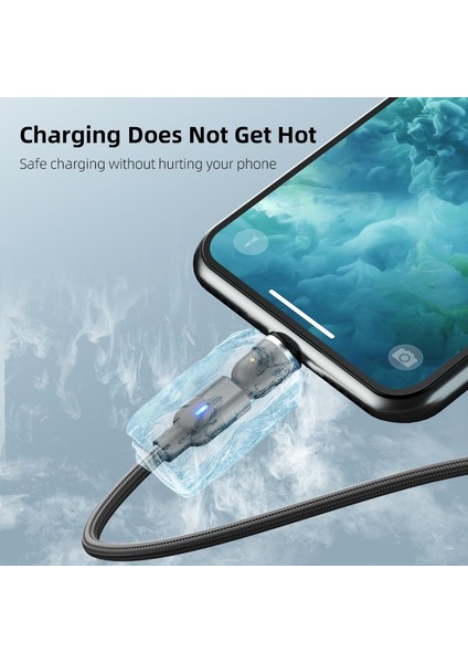 Tipi Kablo 540° Dönüş Manyetik Şarj Kablosu Manyetik Kablo 3ın1 Manyetik Telefon Şarj Cihazı Uyumlu Mikro USB Iphone Kablosu (Yurt Dışından)