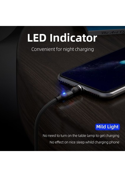 Tipi Kablo 540° Dönüş Manyetik Şarj Kablosu Manyetik Kablo 3ın1 Manyetik Telefon Şarj Cihazı Uyumlu Mikro USB Iphone Kablosu (Yurt Dışından)