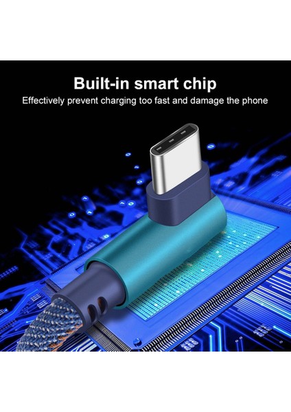 USB Tip C 90 Derece 2.4A Hızlı Şarj Tipi-C Veri Kablosu Usb-C Samsung S21 Xiaomi Huawei P50 Android Telefon Mikro USB Kablosu (Yurt Dışından)