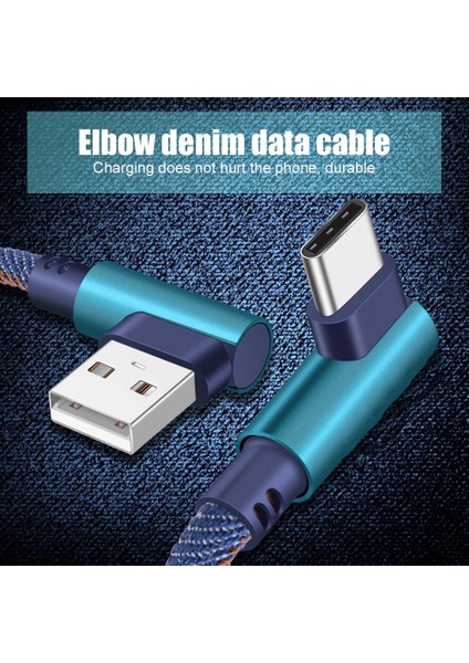 USB Tip C 90 Derece 2.4A Hızlı Şarj Tipi-C Veri Kablosu Usb-C Samsung S21 Xiaomi Huawei P50 Android Telefon Mikro USB Kablosu (Yurt Dışından)