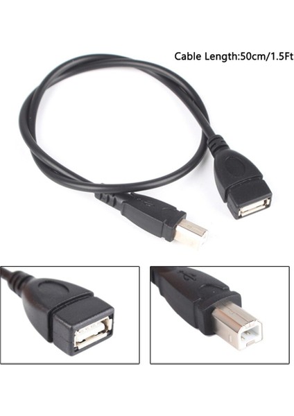 50 cm Yazıcı Uzatma Kablosu USB 2.0 Tip A Dişi USB B Erkek Yüksek Kaliteli Tarayıcı Yazıcı Uzatma Adaptör Kablosu (Yurt Dışından)