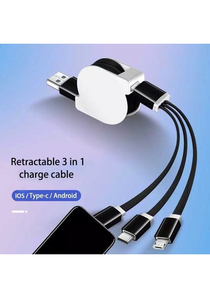 Taşınabilir Şarj 3 In 1 USB Kablosu Huawei Için iPhone 12 11 Pro Max 3in1 Hızlı Şarj Mikro USB C Tipi Kablo Samsung Xiaomi Için (Yurt Dışından)