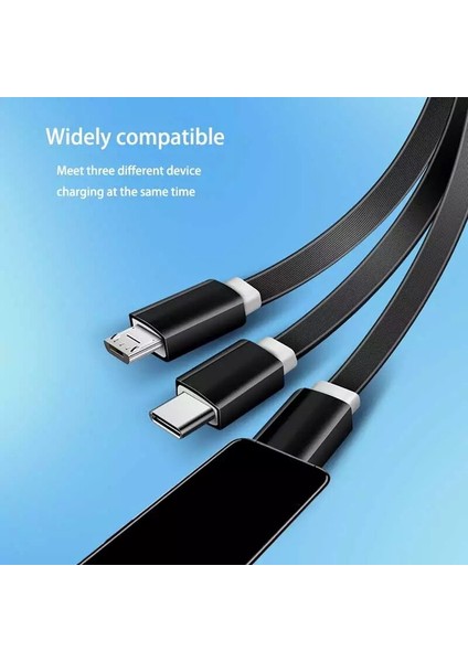 Taşınabilir Şarj 3 In 1 USB Kablosu Huawei Için iPhone 12 11 Pro Max 3in1 Hızlı Şarj Mikro USB C Tipi Kablo Samsung Xiaomi Için (Yurt Dışından)