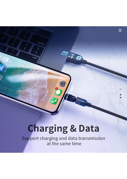 Hoco Manyetik USB Kablosu Hızlı Şarj Tipi C Kablo 540 Derece Dönen Mıknatıs Şarj Cihazı iPhone 12 11 Xiaomi USB Kablosu Tel Kablo (Yurt Dışından)