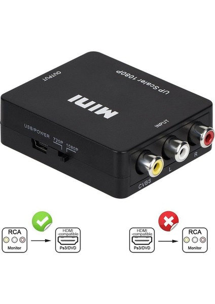 Taşınabilir Boyut Siyah Rca Av HDMI Uyumlu Dönüştürücü/adaptör Gamecube Nintendo Sega Genes Nes Snes N64 Için Uygun (Yurt Dışından) indirimleri