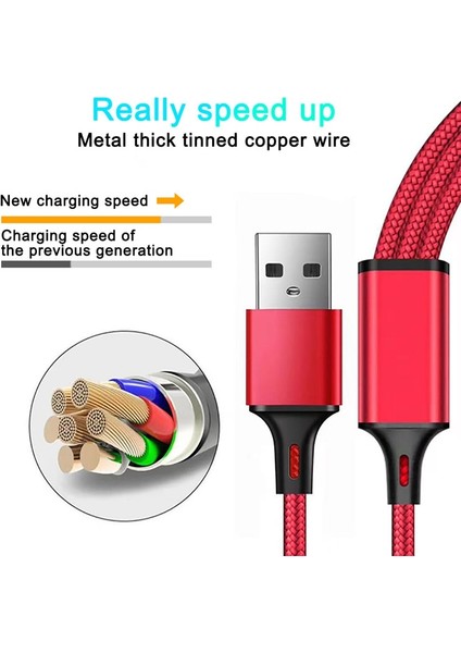 In1 Hızlı Şarj Kablosu C Tipi Mikro Şarj Cihazı Çoklu USB Şarj Kablosu Cep Telefonu Çoklu USB Bağlantı Noktası Tel Xiaomi iPhone Için (Yurt Dışından)
