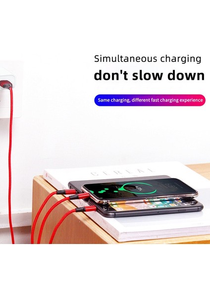 In1 Hızlı Şarj Kablosu C Tipi Mikro Şarj Cihazı Çoklu USB Şarj Kablosu Cep Telefonu Çoklu USB Bağlantı Noktası Tel Xiaomi iPhone Için (Yurt Dışından)