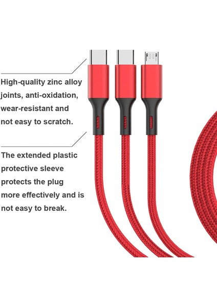 In1 Hızlı Şarj Kablosu C Tipi Mikro Şarj Cihazı Çoklu USB Şarj Kablosu Cep Telefonu Çoklu USB Bağlantı Noktası Tel Xiaomi iPhone Için (Yurt Dışından)