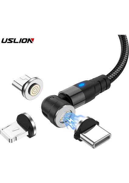 Uslıon 540 Derece Manyetik C Tipi Veri Kablosu Hızlı Şarj Manyetik Mikro USB Telefon Kablosu iPhone 12 Xiaomi Tel Kablo Kablosu (Yurt Dışından)