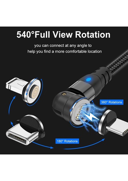 Uslıon 540 Derece Manyetik C Tipi Veri Kablosu Hızlı Şarj Manyetik Mikro USB Telefon Kablosu iPhone 12 Xiaomi Tel Kablo Kablosu (Yurt Dışından) fiyatları