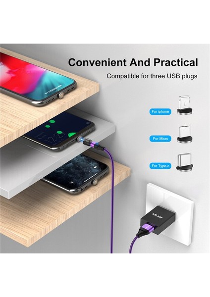 Uslıon 540 Derece Manyetik C Tipi Veri Kablosu Hızlı Şarj Manyetik Mikro USB Telefon Kablosu iPhone 12 Xiaomi Tel Kablo Kablosu (Yurt Dışından) indirimleri