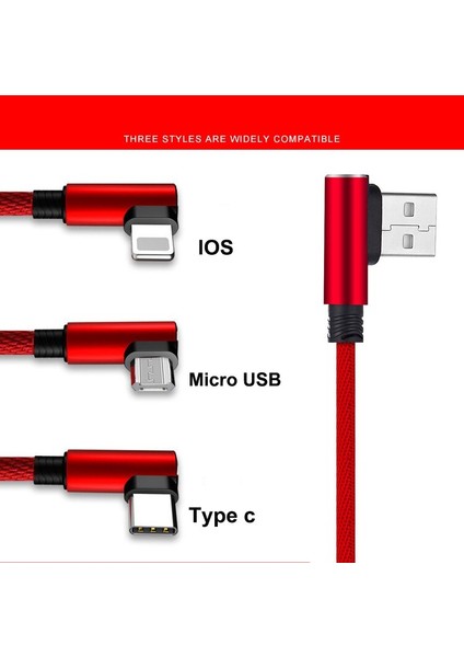 Tip-C Mikro Kablo 3A Hızlı Şarj 90 Derece Dirsek Kablosu Şarj Kablosu iphone 13 Pro Samsung Xiaomi Cep Telefonu Aksesuarları (Yurt Dışından)