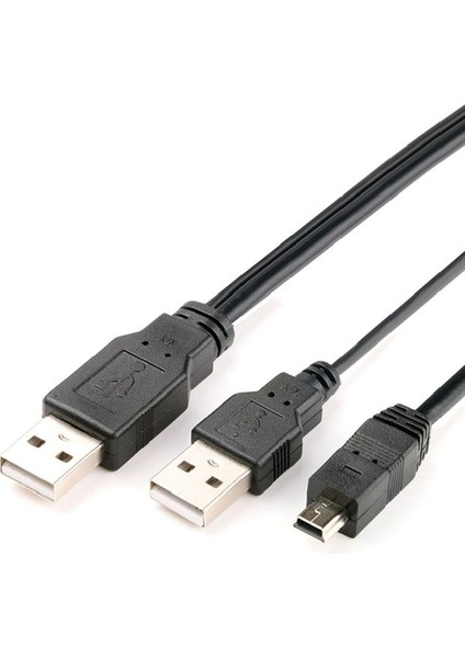 2'si 1 Arada USB 2.0 Çift A Tipi 2A Erkek - Mini 5 Pin Erkek Y Kablosu 2,5 Için (Yurt Dışından)