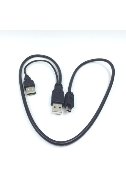 2'si 1 Arada USB 2.0 Çift A Tipi 2A Erkek - Mini 5 Pin Erkek Y Kablosu 2,5 Için (Yurt Dışından)
