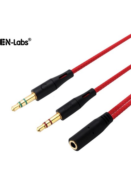 Örgülü 3,5 mm 4 Pozisyondan 2 x 3 Pozisyona 3,5 mm Kulaklık Mikrofon Ses Y Ayırıcı Adaptör Kablosu - Pc'ye 3,5 mm Akıllı Telefon Kulaklığı (Yurt Dışından)