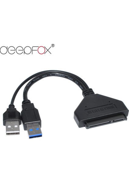 Deepfox Çift USB 3.0 - Sata Adaptör Dönüştürücü Kablosu 22PIN Sata Iıı - Usb3.0 Kablosu 2.5 (Yurt Dışından)