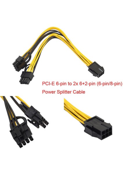 Pcı-E 6 Pinli - 2x6 + 2 Pinli (6 Pinli / 8 Pinli) Güç Kablosu Pcıe Ayırıcı Pcı Express Futural J10T Dijital Nakliye Kablosu Adaptörü (Yurt Dışından)