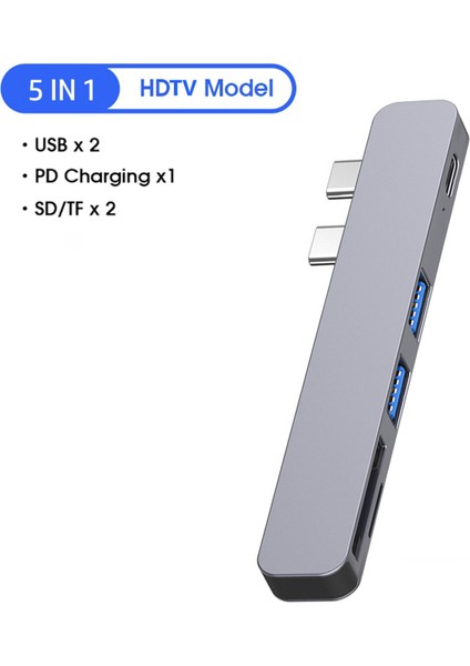 5 In 1 USB C Hub Çift Tip C Hub Adaptörü USB 3.0 Pd Adaptörü Macbook Pro/air 2020 2019 2018 Için Yerleştirme Istasyonu (Yurt Dışından) fiyatları