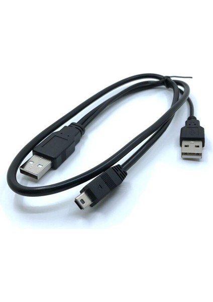 Usb2.0 + USB 2.0 Çift A Tipi 2A Erkek - Mini 5 Pin Erkek Y Kablosu 0.7m 70CM 2ft 2.5 Için (Yurt Dışından)