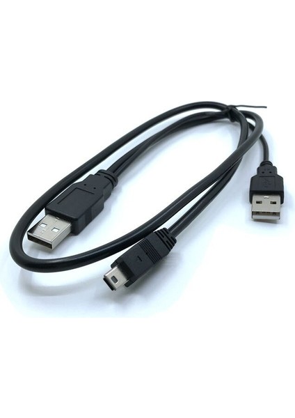 Usb2.0 + USB 2.0 Çift A Tipi 2A Erkek - Mini 5 Pin Erkek Y Kablosu 0.7m 70CM 2ft 2.5 Için (Yurt Dışından)