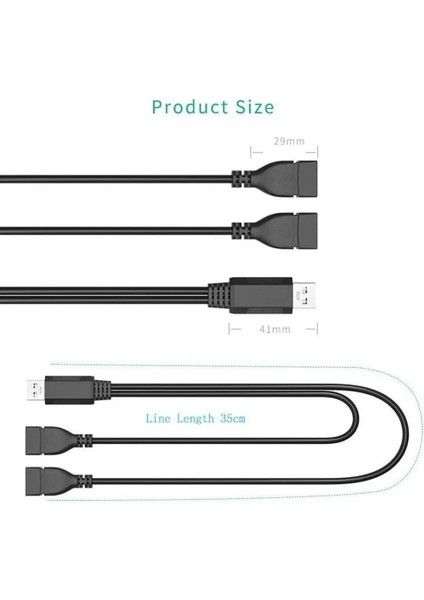 USB 2.0 A Erkek 2 Çift USB Dişi Jack Y Splitter Hub Uzatma Kablosu Adaptör Kablosu Güç Z4I2 (Yurt Dışından)