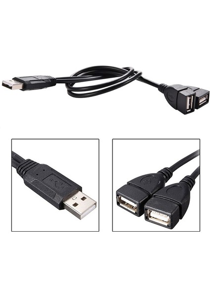 USB 2.0 A Erkek 2 Çift Dişi Jack Y Splitter Dönüştürücü Kablo Kablosu Bir-Iki Uzatma Genişletilmiş Adaptör Güç Hub Şarj Cihazı L M7R4 (Yurt Dışından)