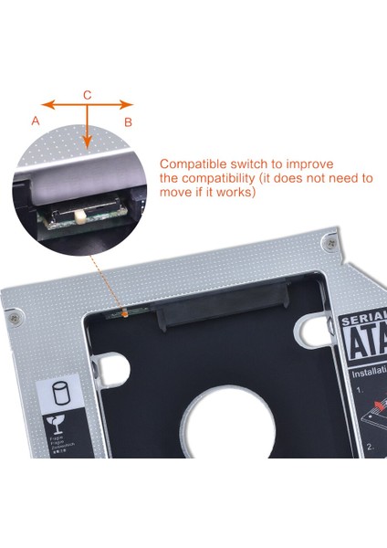 1 Adet Kphrtek Evrensel Alüminyum 2nd HDD Caddy 12.7mm Sata 3.0 DVD Adaptörü Için 2.5 ''7-12.5mm SSD Kasa Muhafaza Cd-Rom (Yurt Dışından)
