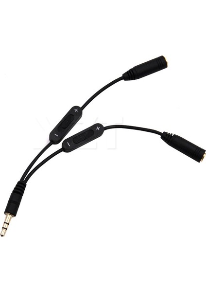 At 3.5mm Erkek 2 Kadın Stereo Ses Y Splitter Adaptör Kablosu W/ses Kontrolü Yeni 17 cm 1 Adet Stereo Kulaklık Ayırıcı (Yurt Dışından)