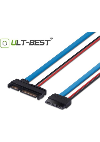 Ult-Best Sata Kablosu Seri Ata 7+15 22PIN Erkek - Slimline Sata 7+6 13PIN Dişi 5V Ince Sata Konnektör Adaptörü 30CM (Yurt Dışından)