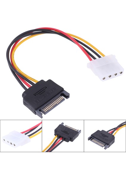 Sata Ide Güç Kablosu 15 Pin Sata Erkek - Molex Ide 4 Pin Dişi Kablo Adaptörü (Yurt Dışından)
