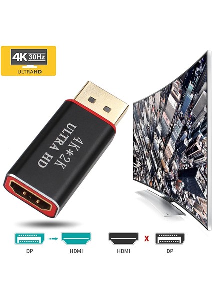 4K Ekran Bağlantı Noktası - HDMI Erkek Dişi Adaptör Dönüştürücü Displayport Dp - HDMI (Yurt Dışından)