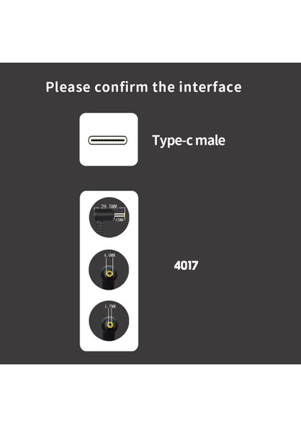 1.5m Taşınabilir 65W Tip-C Erkek Dc 4.0x1.7 4.0*1.7mm Erkek Pd Şarj Konnektörü Adaptör Kablosu Dell Huawei Dizüstü Bilgisayarlar Için Dizüstü Bilgisayar (Yurt Dışından)