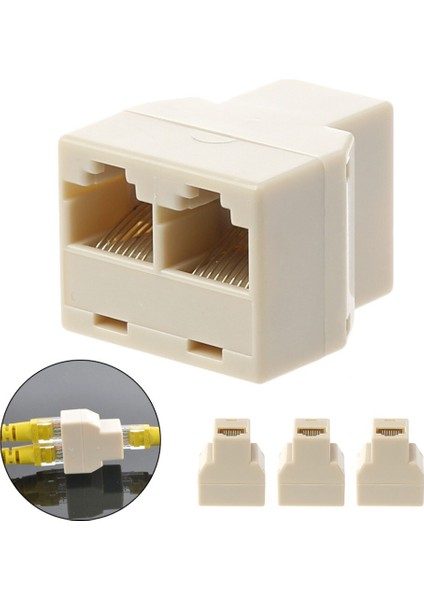 3 Adet/takım 1 Ila 2 Yollu Lan Ethernet Ağ Kablosu RJ45 Dişi Splitter Konnektör Adaptörü Bilgisayar Için Beyaz Yüksek Kalite (Yurt Dışından)