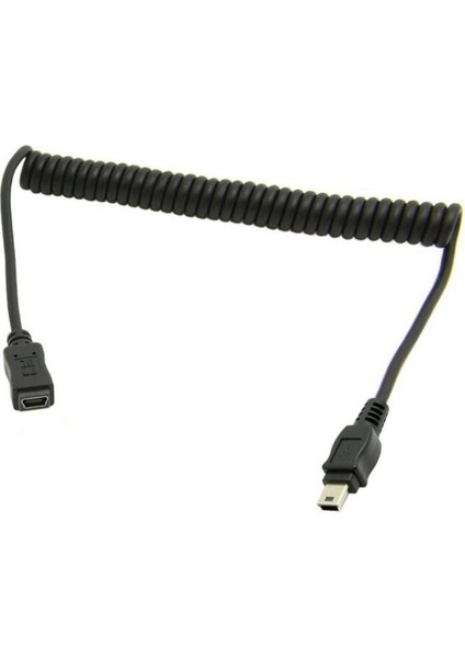 USB 2.0 Mini USB 5 Pin Erkek Dişi Fiş Uzatma Adaptörü Spiral Sarmal Kablo 1.5m 5ft (Yurt Dışından)