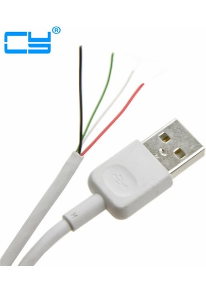 0.7 M 2ft USB 2.0 A Tipi Erkek 4 Tel Açık Kablo Örgü Kalkanı ile Dıy Oem Beyaz 70 cm (Yurt Dışından)