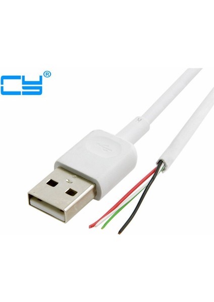 0.7 M 2ft USB 2.0 A Tipi Erkek 4 Tel Açık Kablo Örgü Kalkanı ile Dıy Oem Beyaz 70 cm (Yurt Dışından)