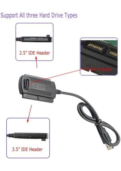 Yeni Hd HDD Sabit Sürücü Adaptörü Dönüştürücü Kablosu USB 2.0 - Ide Sata Ata 2.5 3.5 (Yurt Dışından)