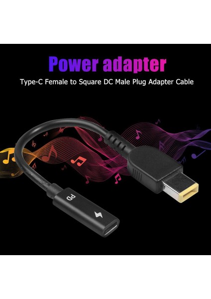 Pd Güç Adaptörü Dönüştürücü Tüm Bakır Iletken Indüksiyon Çipi 15 cm Tip-C Dişi Kare Dc Erkek Lenovo Thinkpad Için (Yurt Dışından)