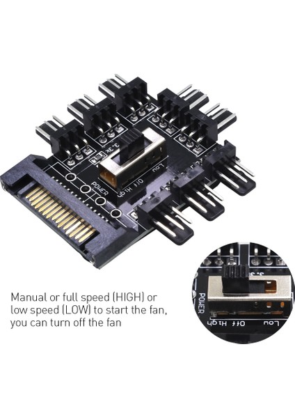 Tıshrıc 1 Ila 8 3pin Fan Hub Pwm Sata Molex Splitter Pc Madencilik Kablosu 12 V Güç Kaynağı Soğutucu Soğutma Hızı Kontrol Adaptörü (Yurt Dışından)